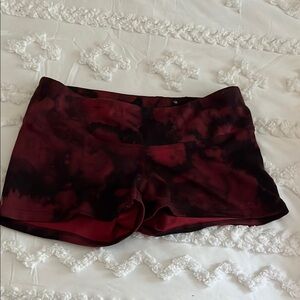 NoBull Women's Red and Black Tie-Dye Shorts size small